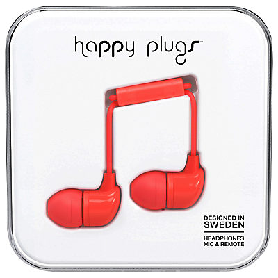 Happy Plugs In-Ear Headphones with Mic/Remote Coral